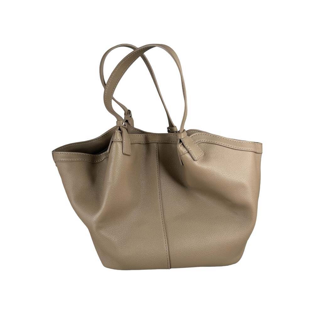 Faux Leather Medium Tote Handbag Taupe